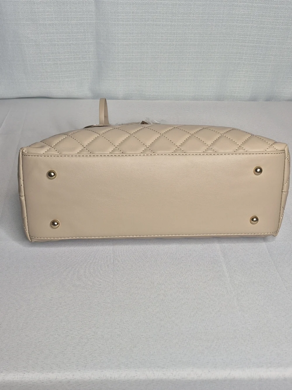 Badgley Mischka Beige Quilted Satchel Bag - Picture 8 of 11